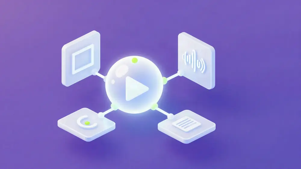 IA multimodal: imagem, vídeo, áudio e texto conectados a um modelo de inteligência artificial